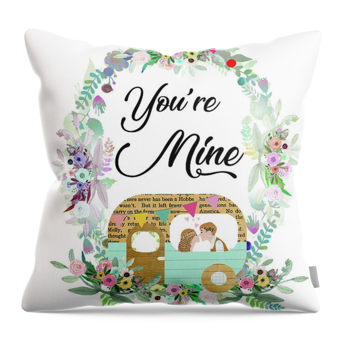 Collage Throw Pillow featuring the mixed media Be In Love by Claudia Schoen