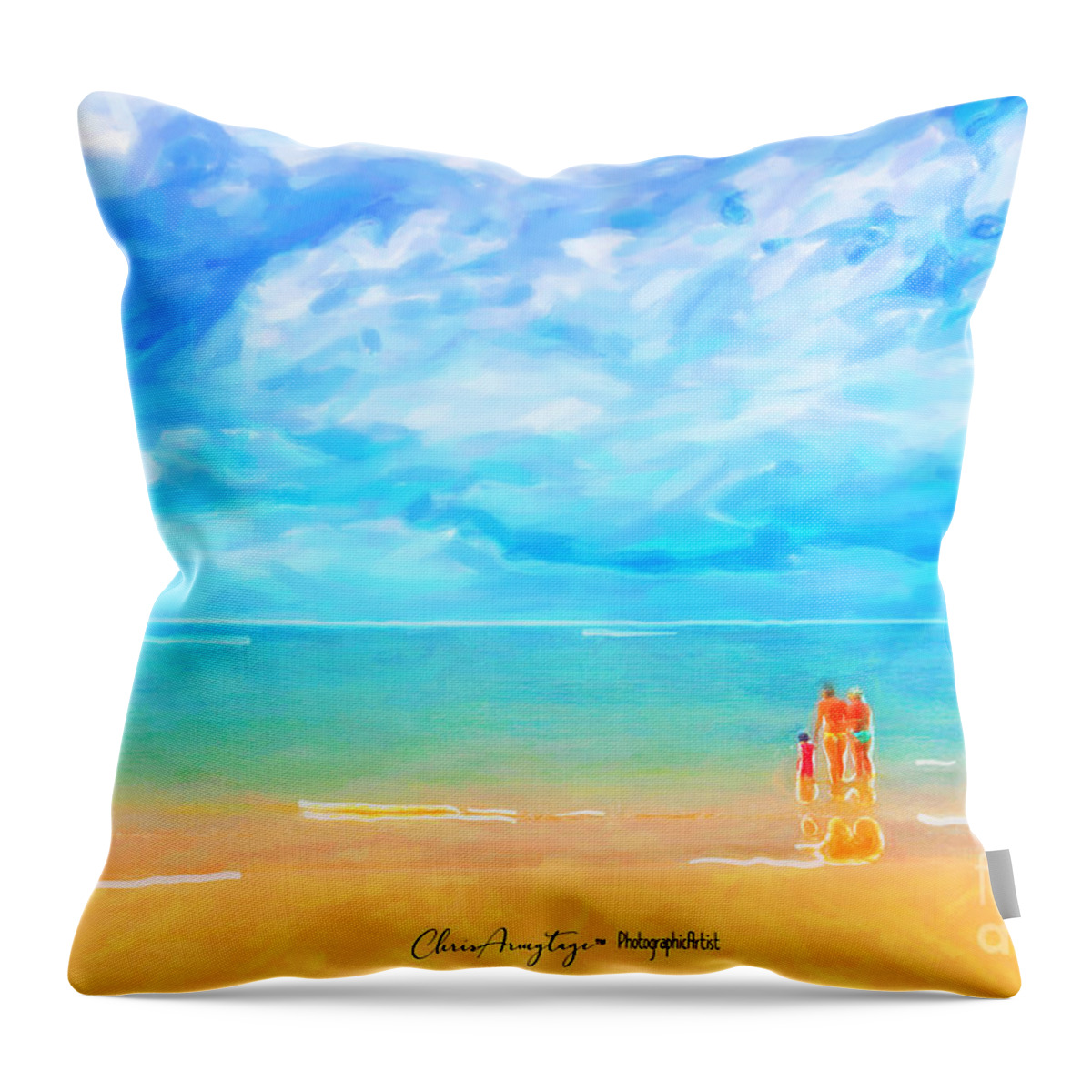 Beach Throw Pillow featuring the painting Beach Blues II by Chris Armytage