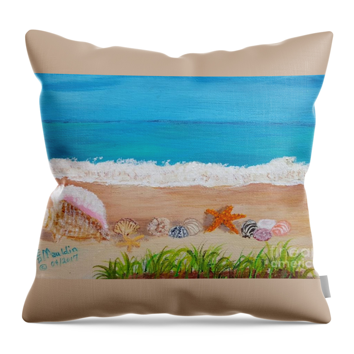 Beach Collections Throw Pillow featuring the painting Beach Collection by Elizabeth Mauldin
