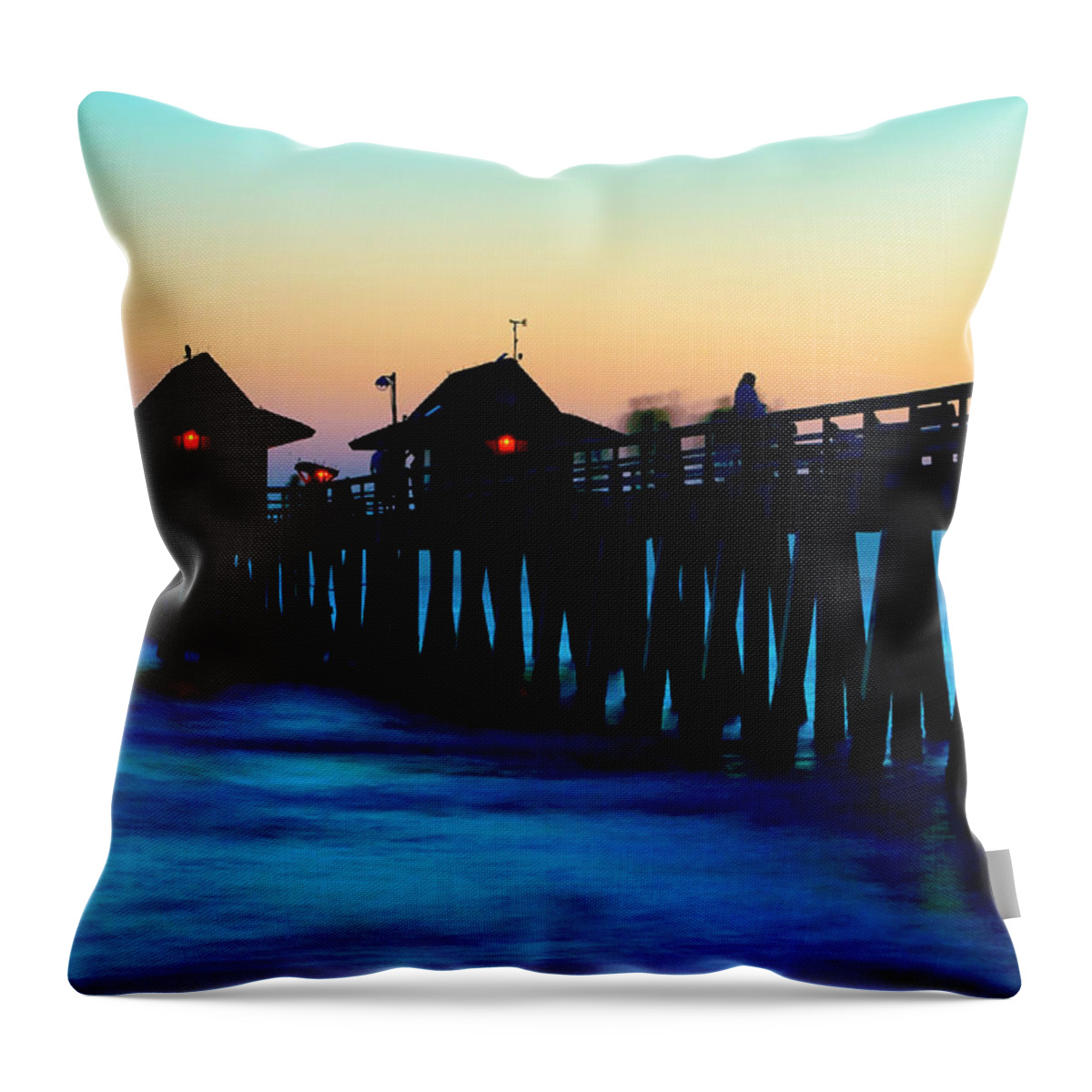 Estock Throw Pillow featuring the digital art Beach In Naples Florida by Claudia Uripos