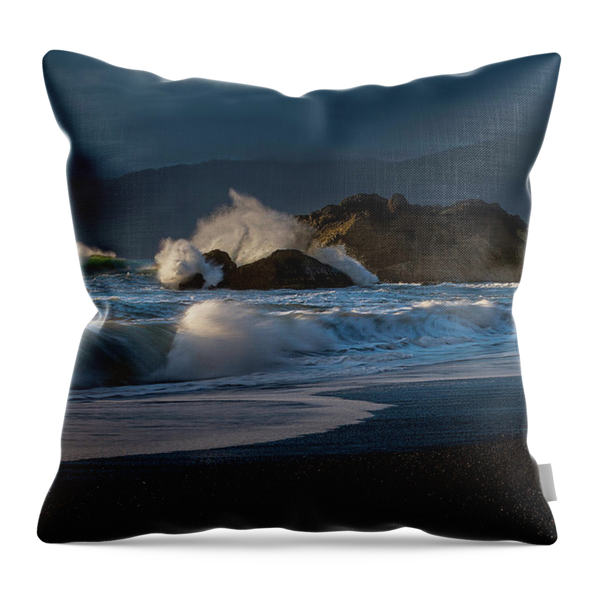 Oregon Throw Pillow featuring the photograph Beach in Oregon by Don Hoekwater Photography