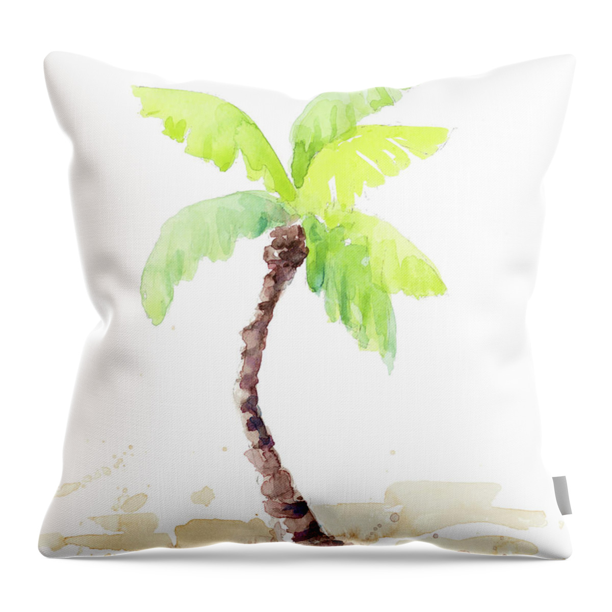 Beach Throw Pillow featuring the mixed media Beach Life Palm Tree In Sand by Lanie Loreth