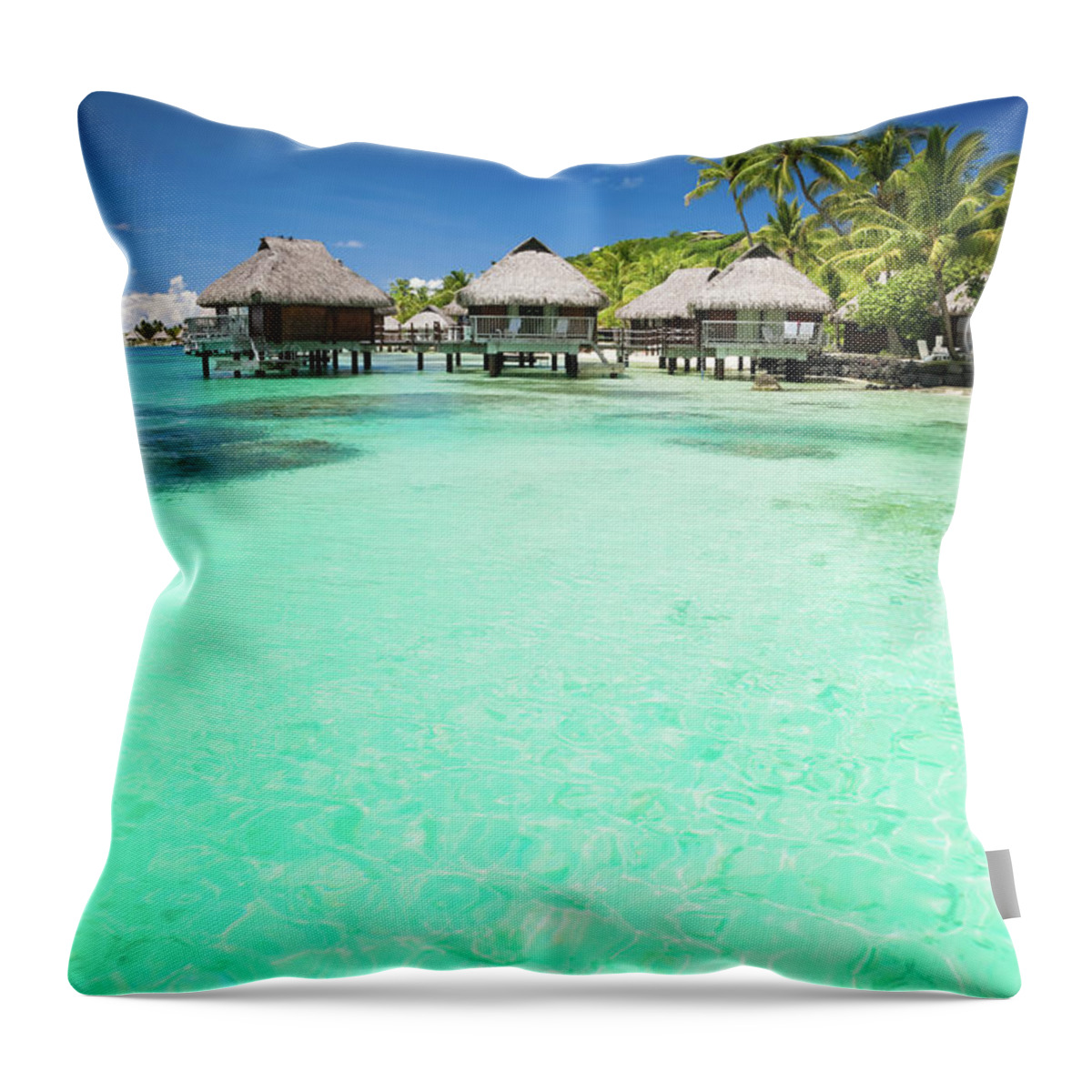 Tropical Tree Throw Pillow featuring the photograph Beach Paradise Summer Holidays Hotel by Mlenny