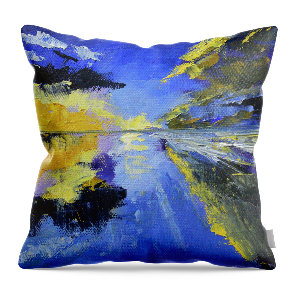 Beach Reflection Throw Pillow featuring the painting Beach Reflection by Nancy Merkle