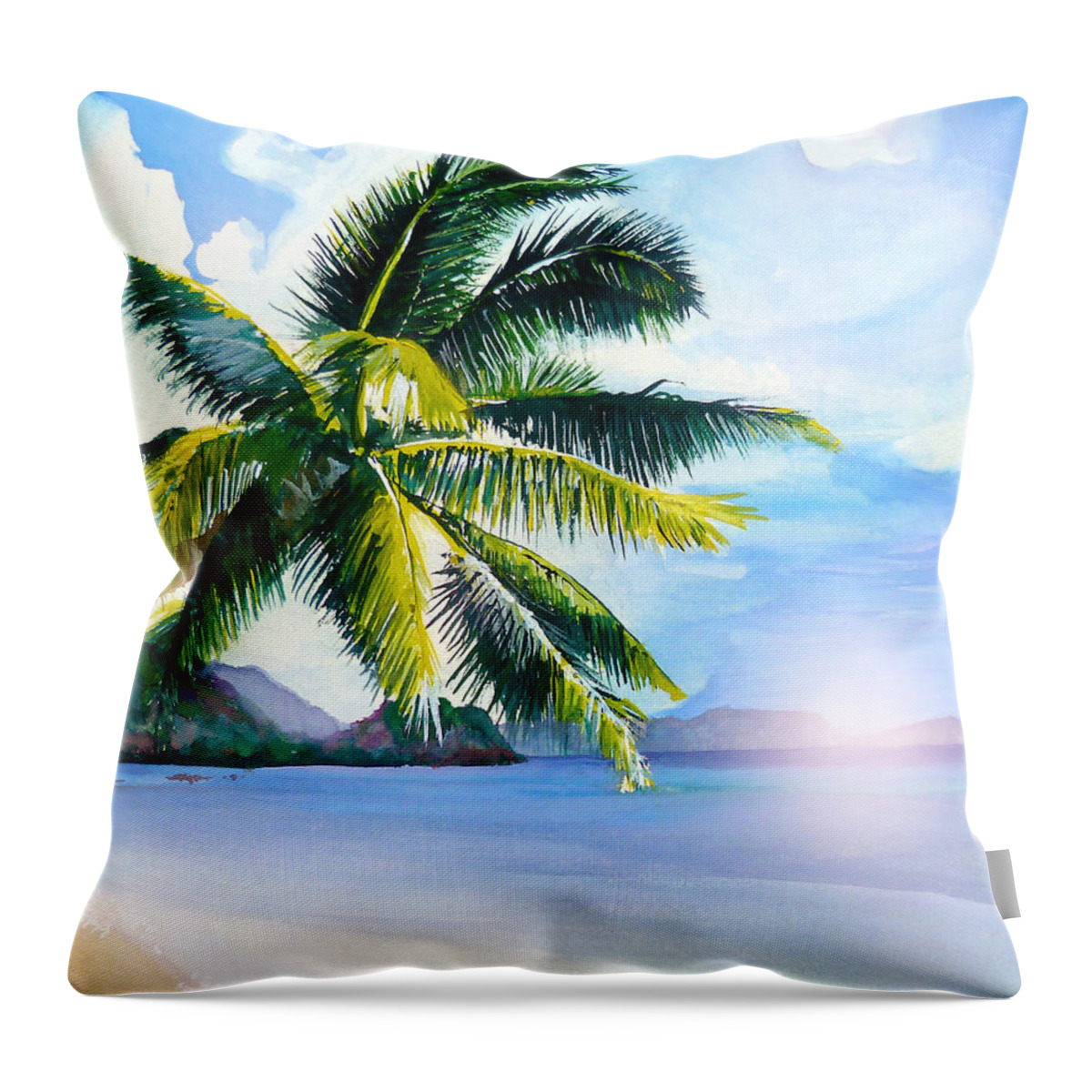 Beach Throw Pillow featuring the painting Beach Scene by Curtiss Shaffer