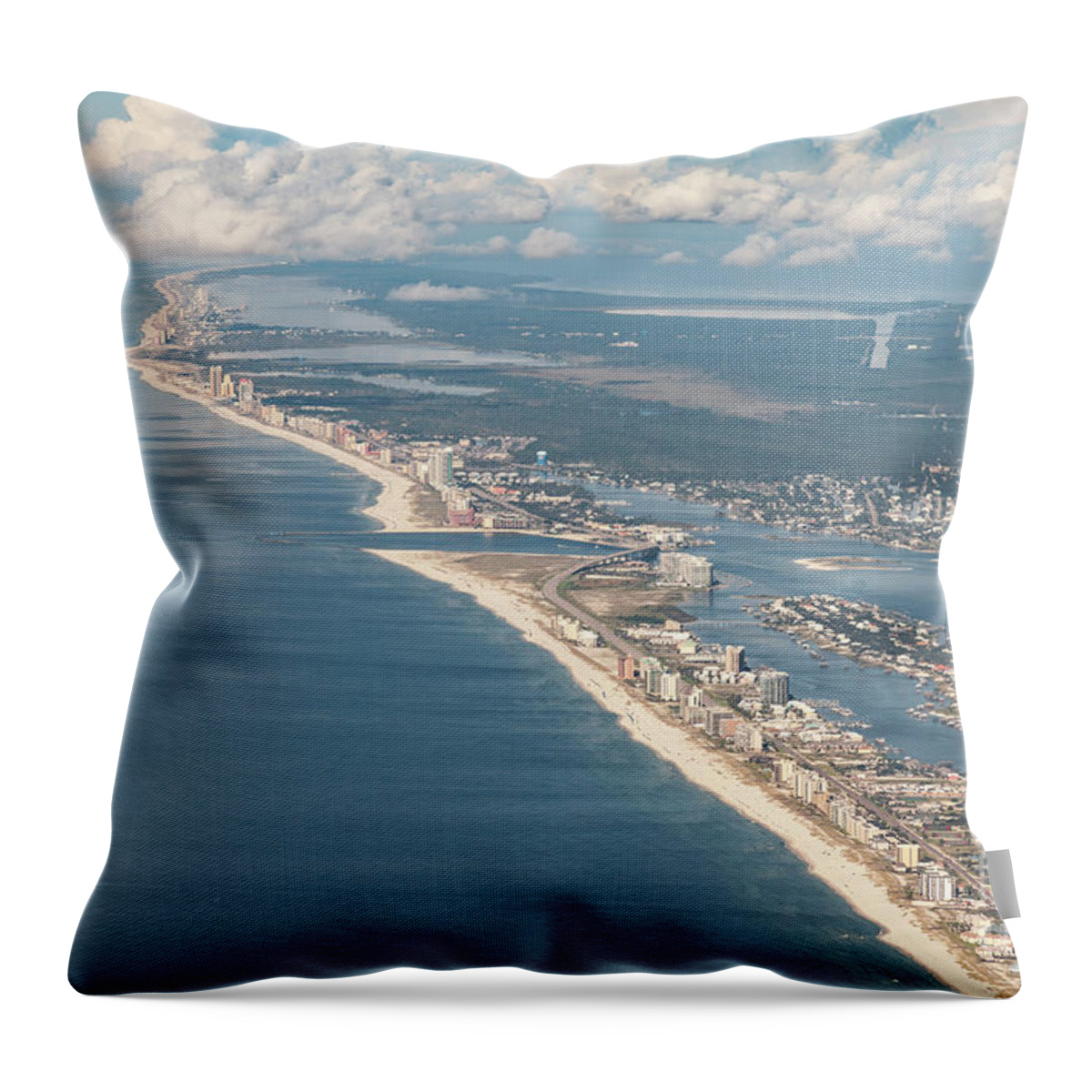 Gulf Shores Throw Pillow featuring the photograph BeachMiles-Natural-5137 by Gulf Coast Aerials -