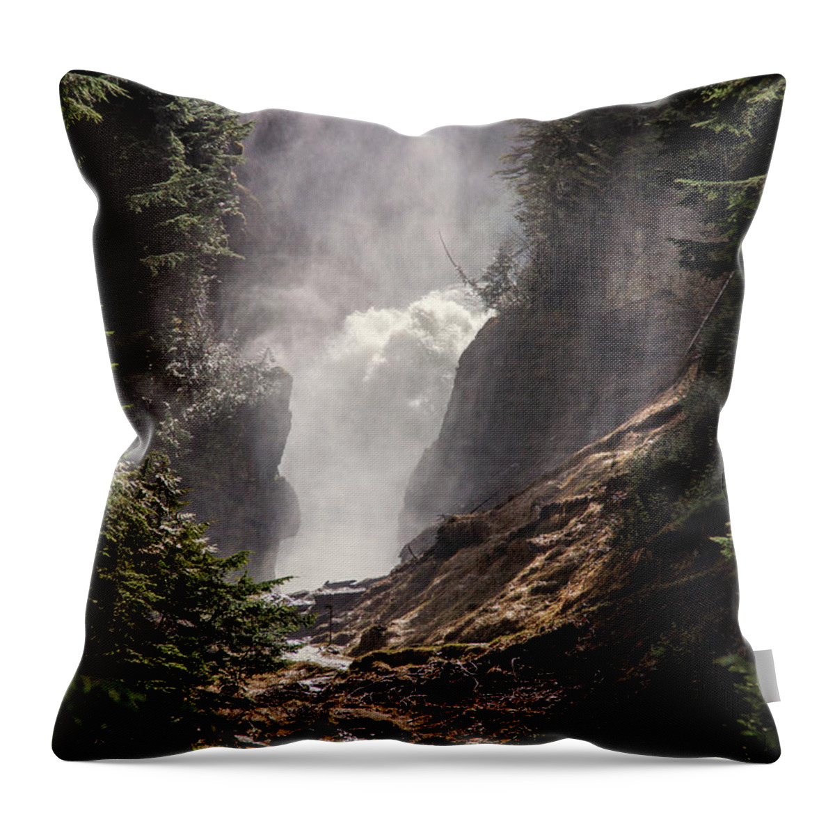 Nature Throw Pillow featuring the photograph Bear Creek Spray in Color by Monte Arnold