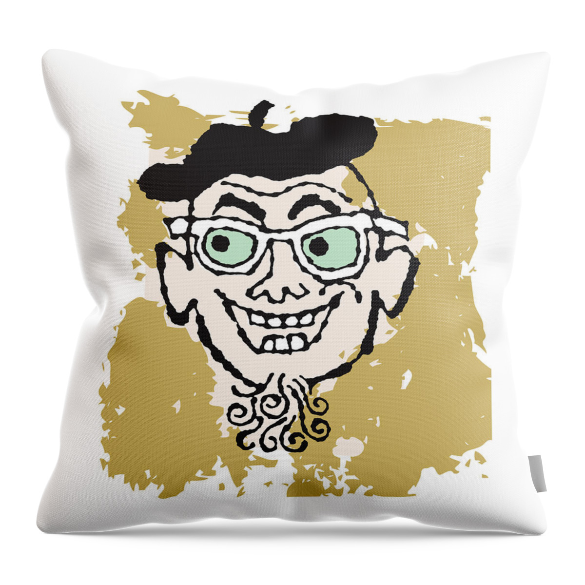 Accessories Throw Pillow featuring the drawing Beatnik in White Eyeglasses by CSA Images