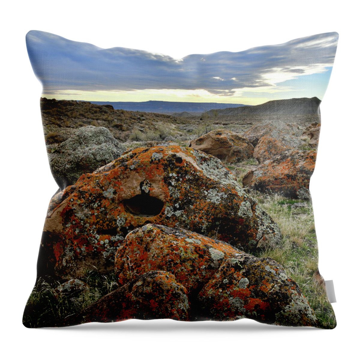 Book Cliffs Throw Pillow featuring the photograph Beautiful Boulders Beneath Beautiful Clouds by Ray Mathis
