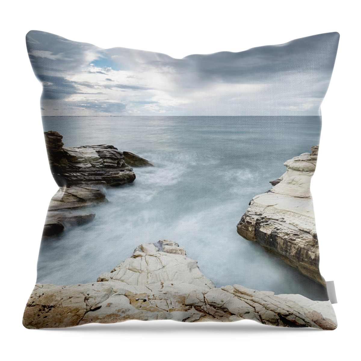 Seascape Throw Pillow featuring the photograph Beautiful dramatic Seascape by Michalakis Ppalis