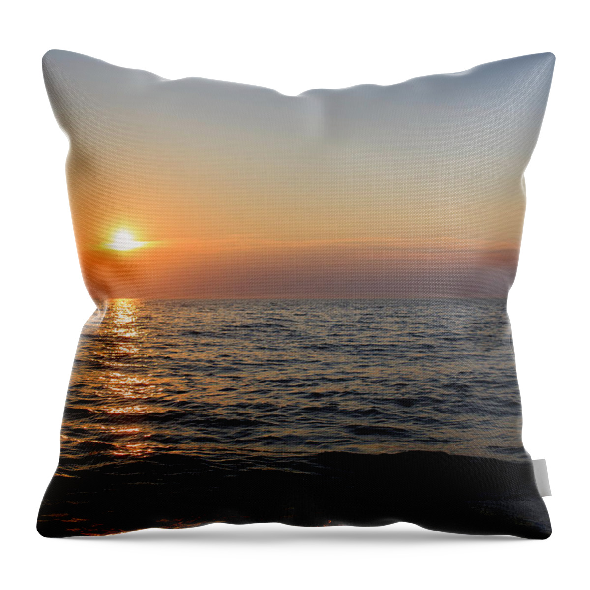 Scenics Throw Pillow featuring the photograph Beautiful Evening Sunset Over Sea by Republica