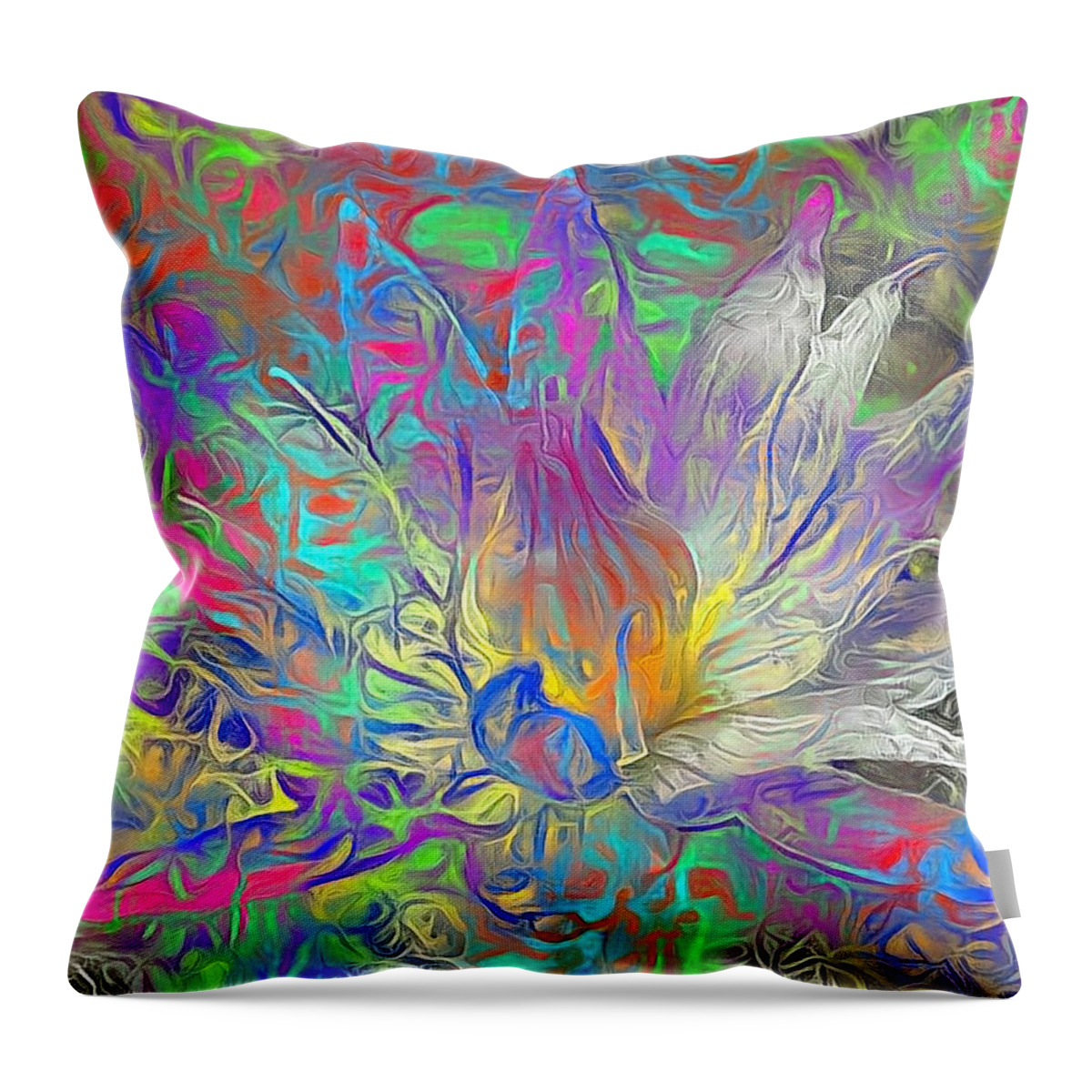 Abstract Throw Pillow featuring the digital art Beautiful Lotus Flower by Bruce Rolff