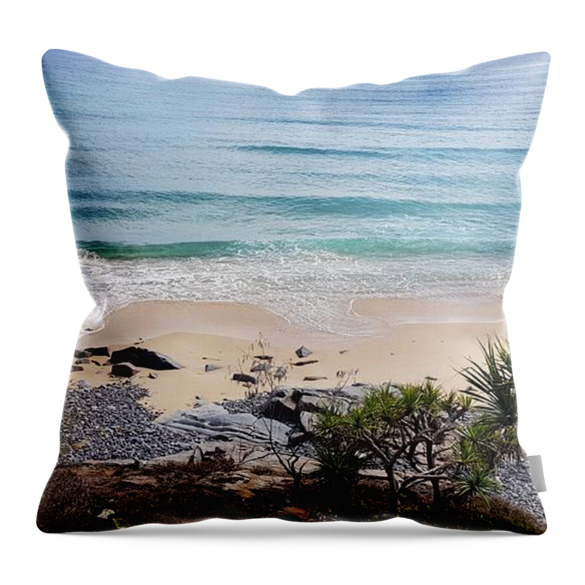 Landscape Throw Pillow featuring the photograph Beautiful Noosa Beach by Cassy Allsworth