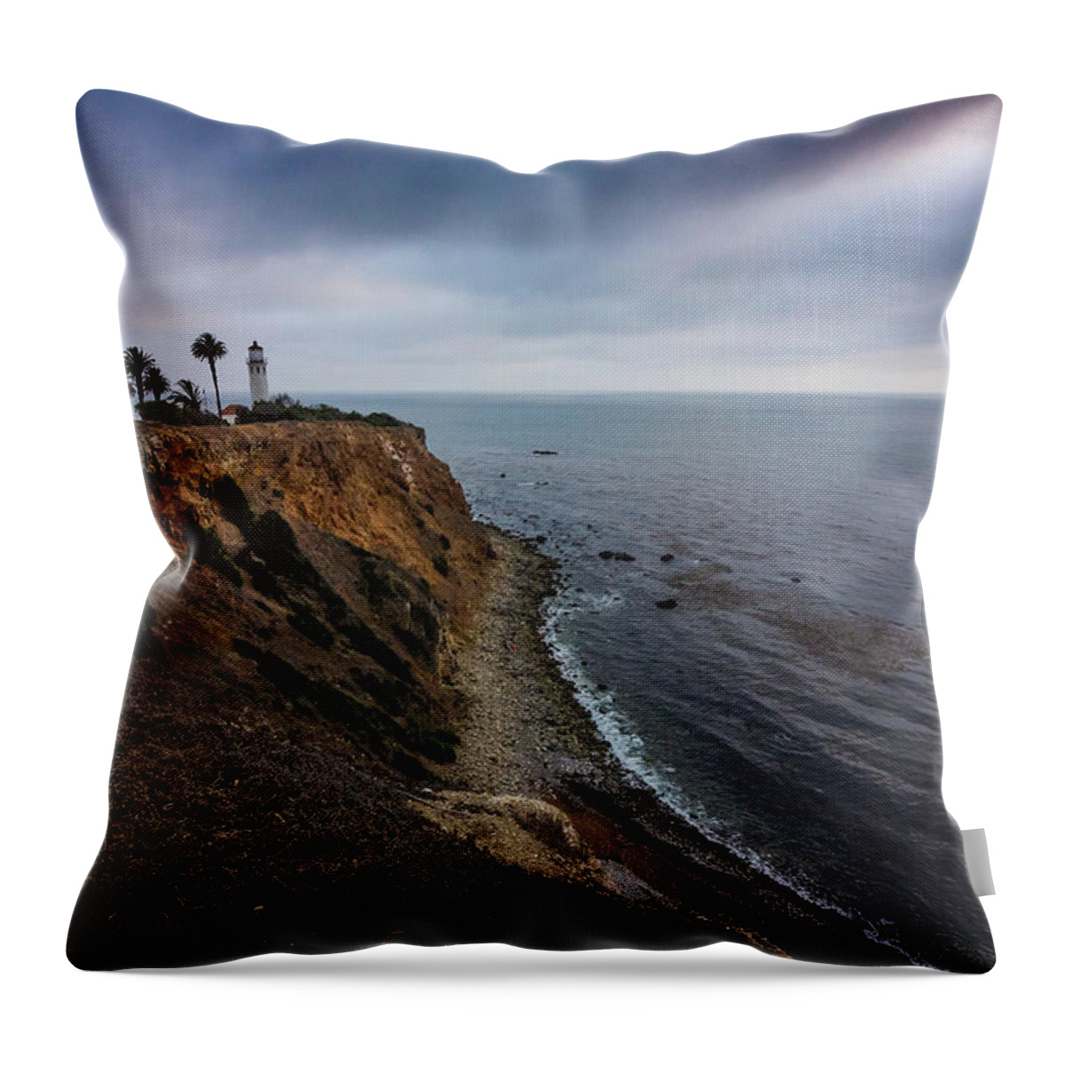 Architecture Throw Pillow featuring the photograph Beautiful Point Vicente Lighthouse on a Cloudy Day by Andy Konieczny