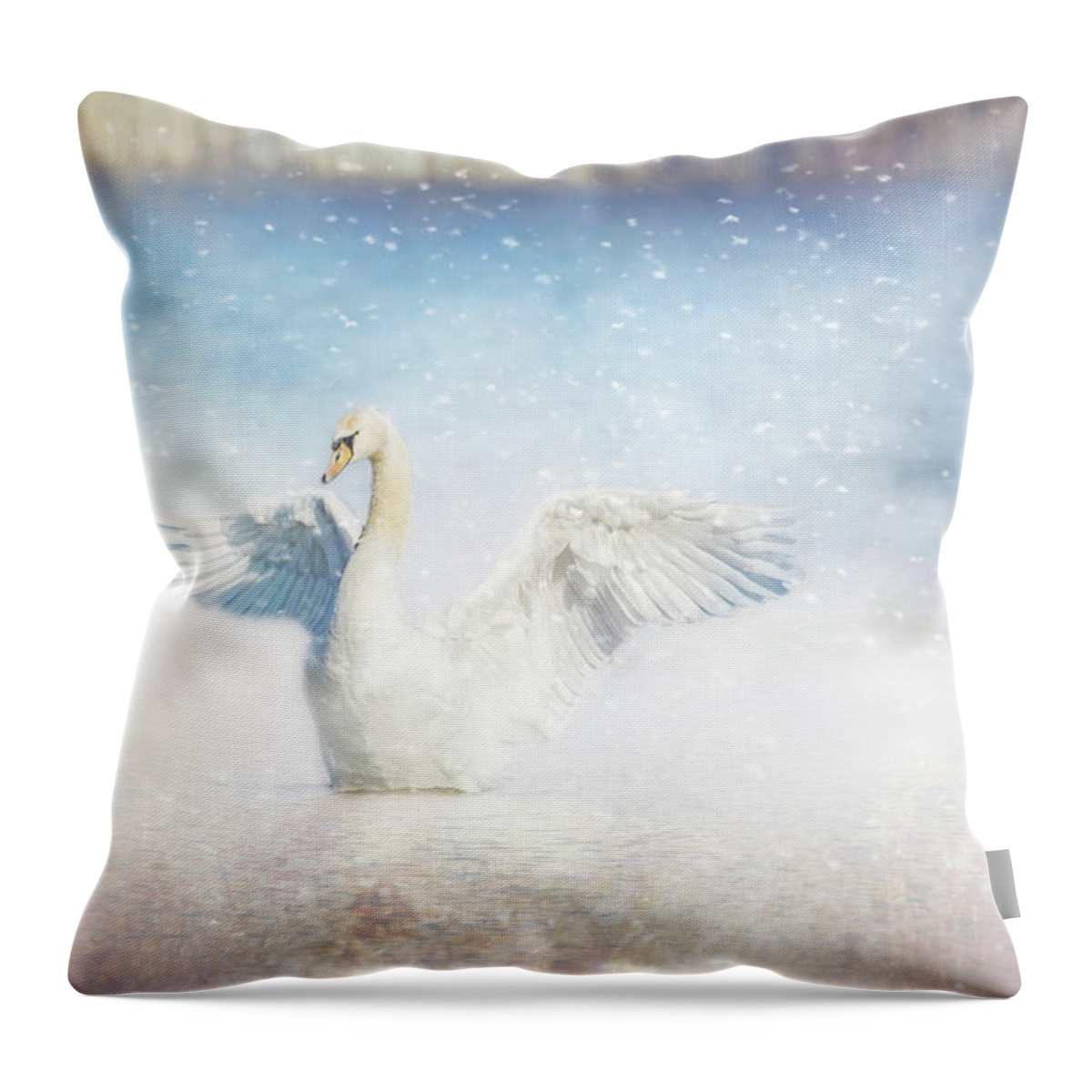 Photography Throw Pillow featuring the digital art Beautiful Swan by Terry Davis