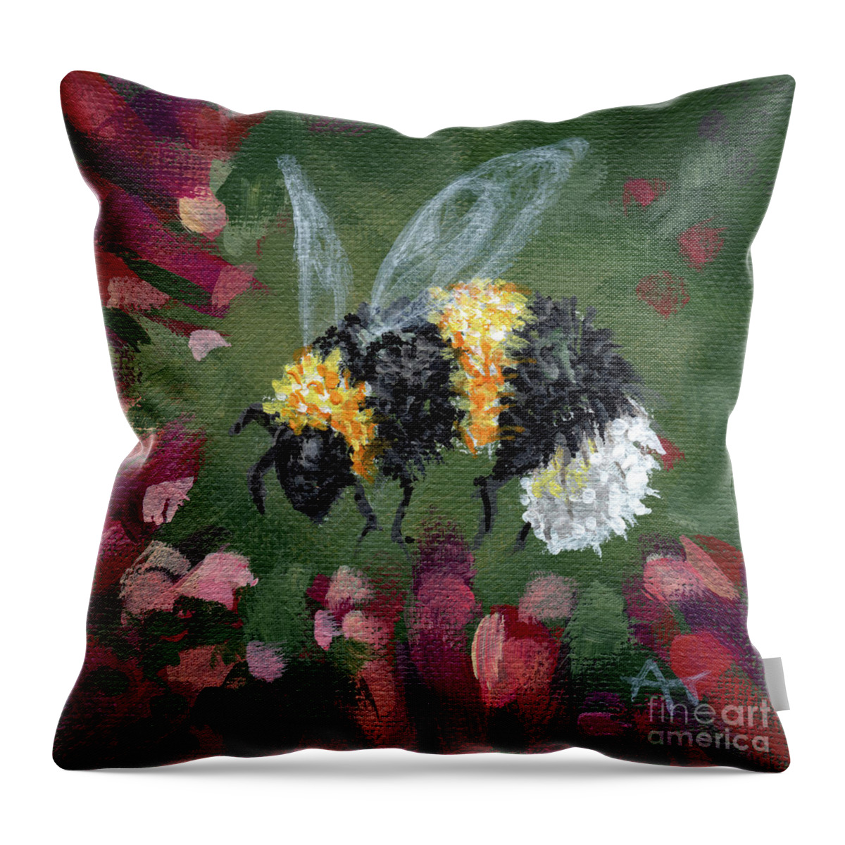 Bee Throw Pillow featuring the painting Bee Wine by Annie Troe