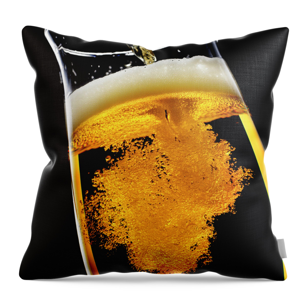 Alcohol Throw Pillow featuring the photograph Beer Been Poured Into Glass, Studio Shot by Ultra.f