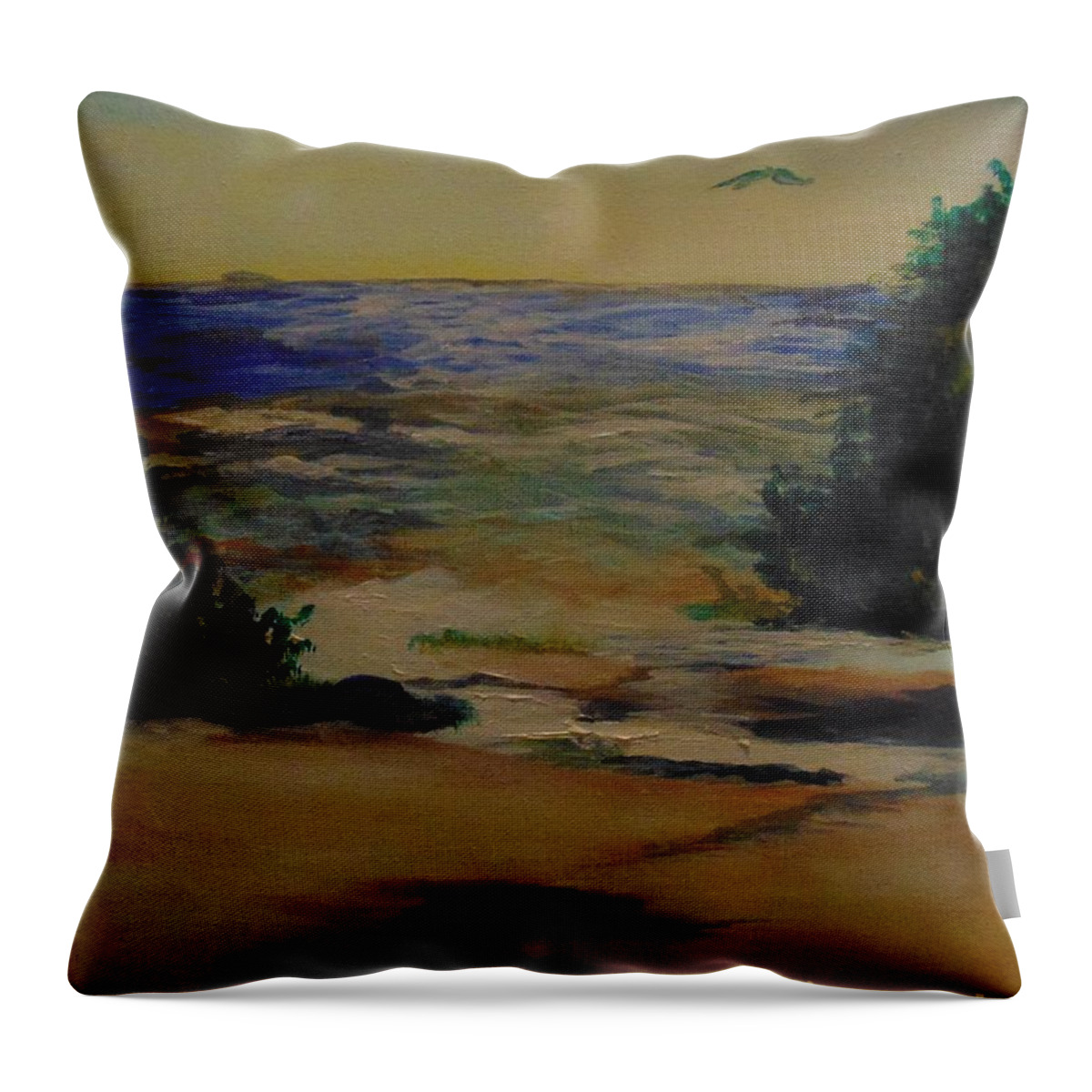 Plen Aire Throw Pillow featuring the painting Before the Fog by Saundra Johnson