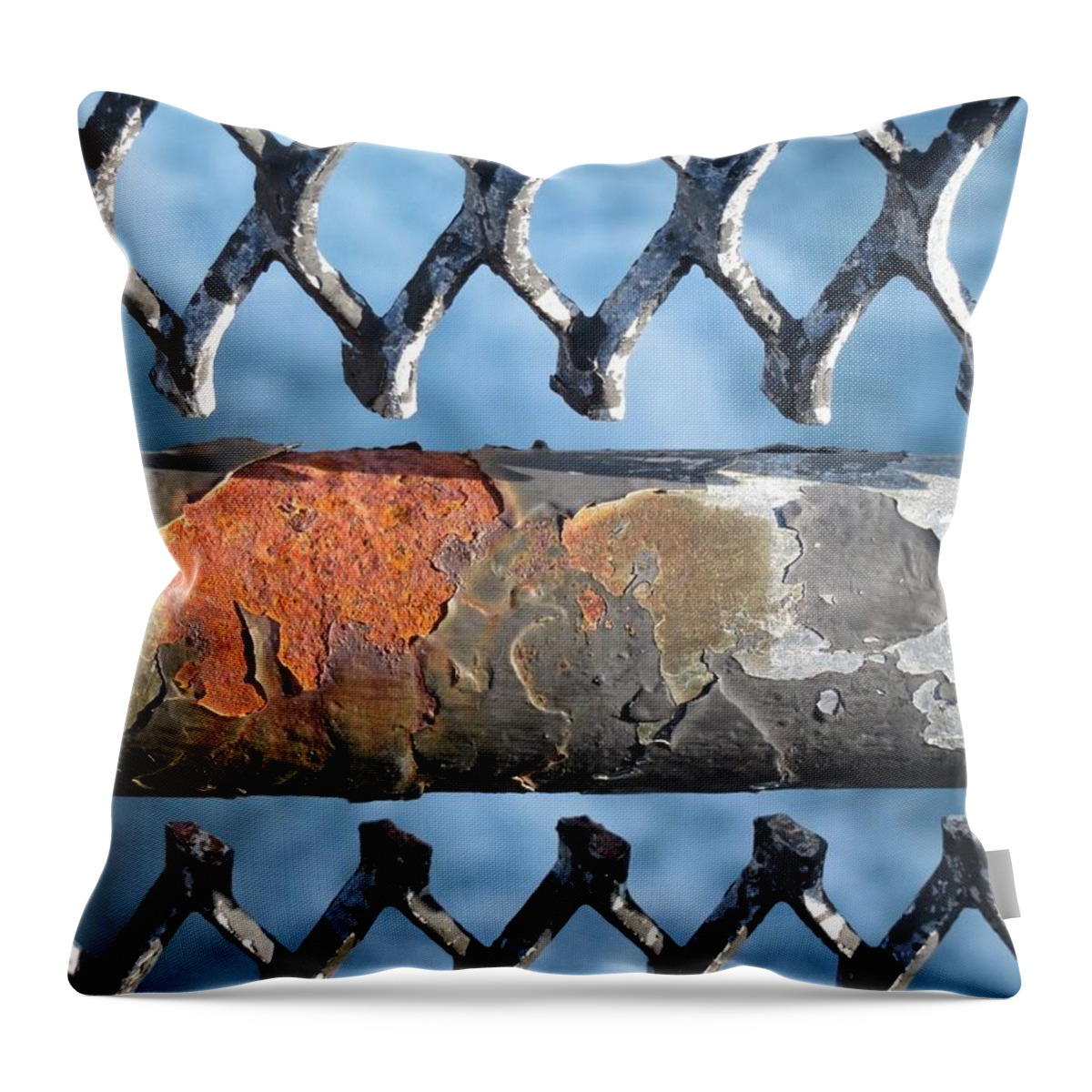 Blue Throw Pillow featuring the photograph Behind the Bar by Diana Rajala