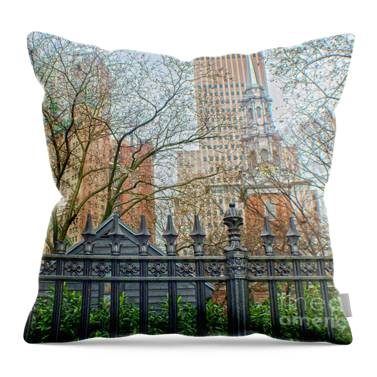 Rod Iron Fence Throw Pillow featuring the photograph Behind the Fence by Sandy Moulder