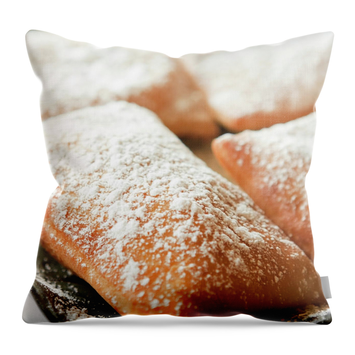 Bakery Throw Pillow featuring the photograph Beignet by Lazywing