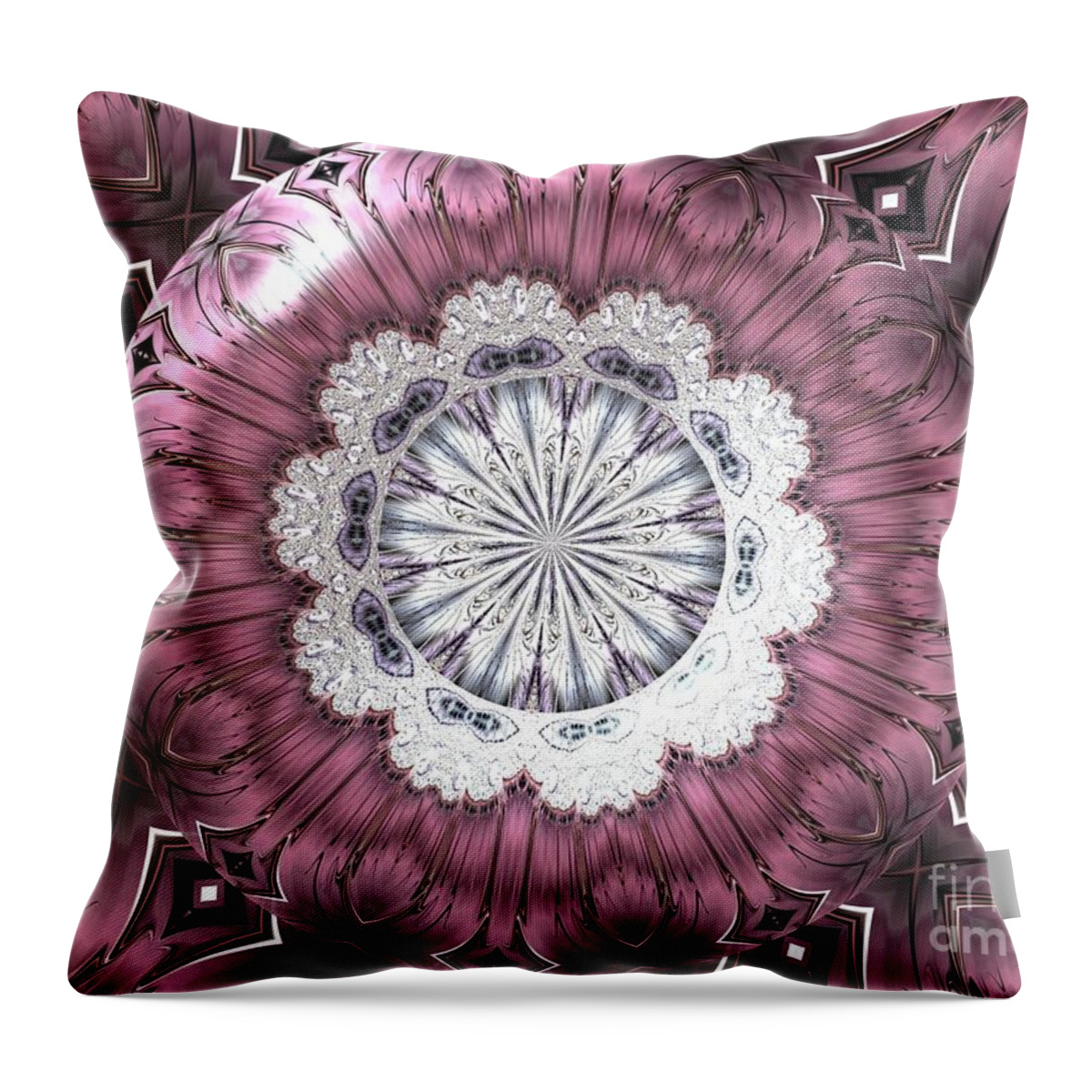 Bejeweled Royal Purple Diadem Fractal Abstract Throw Pillow featuring the digital art Bejeweled Royal Purple Diadem Fractal Abstract by Rose Santuci-Sofranko