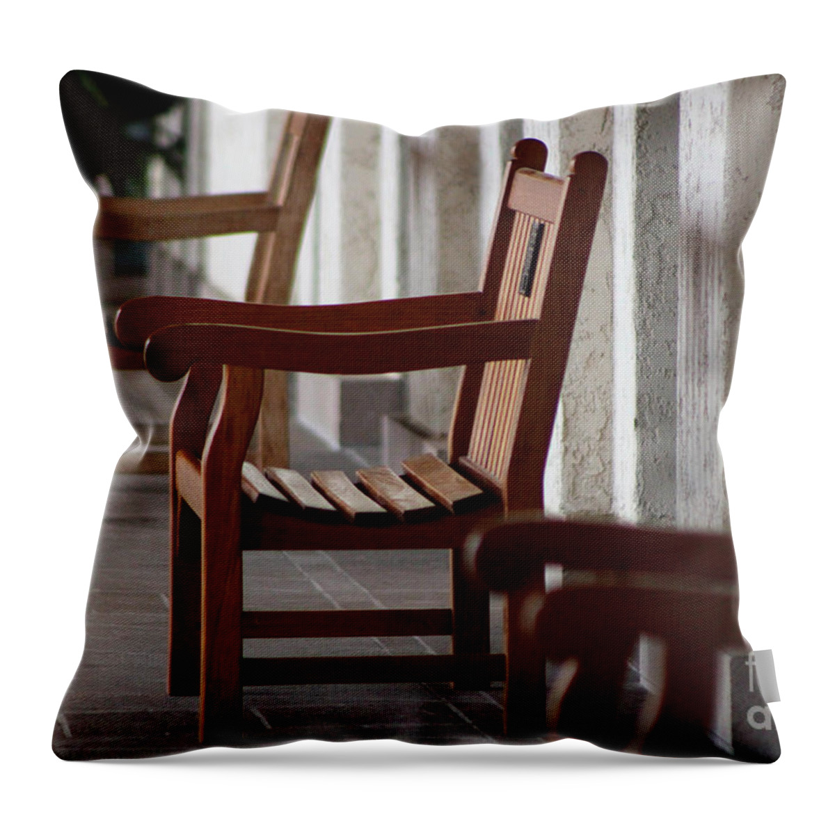Resting Throw Pillow featuring the photograph Benches At The Reagan Library by Colleen Cornelius