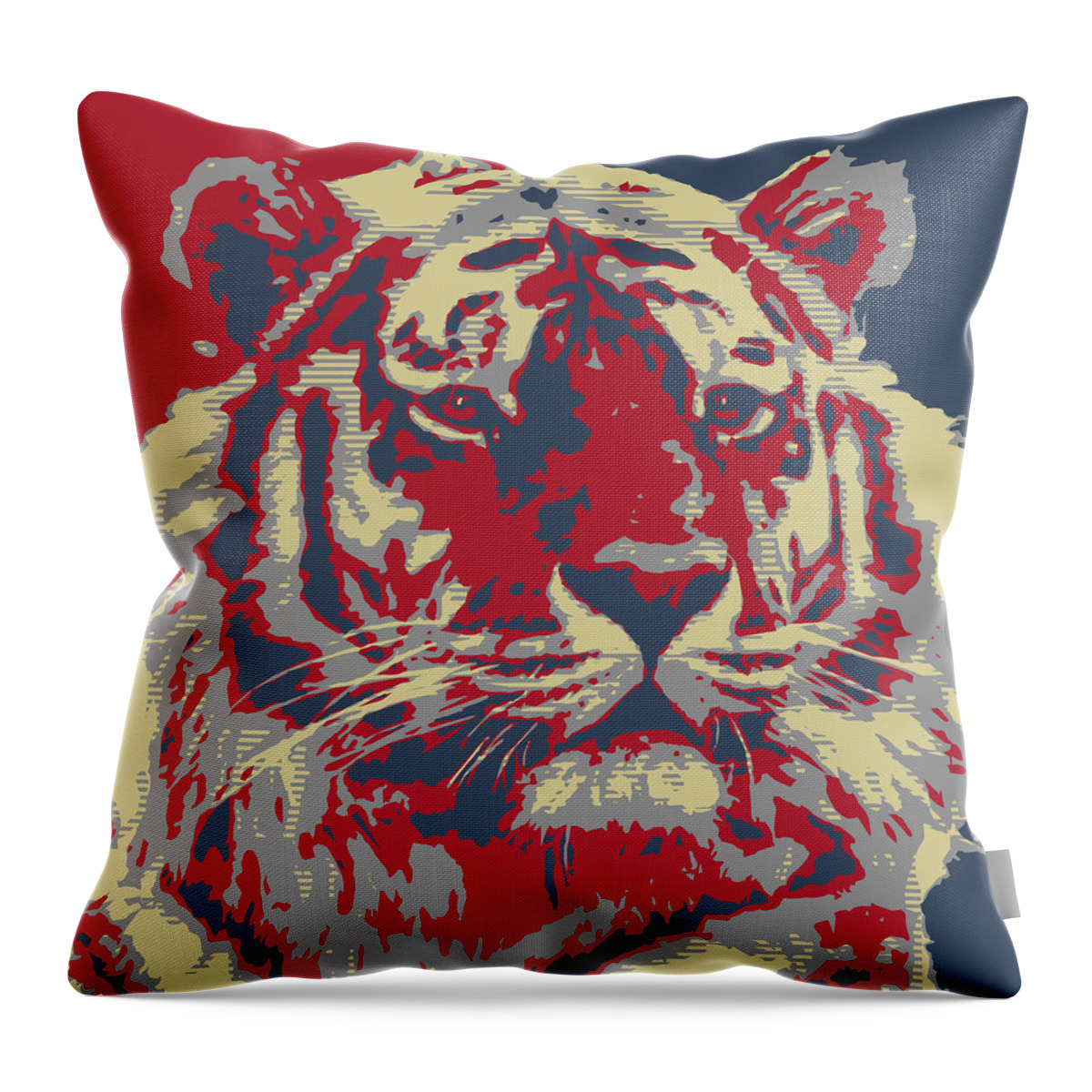 Animal Themes Throw Pillow featuring the digital art Bengal Tiger by Ben Grib Design