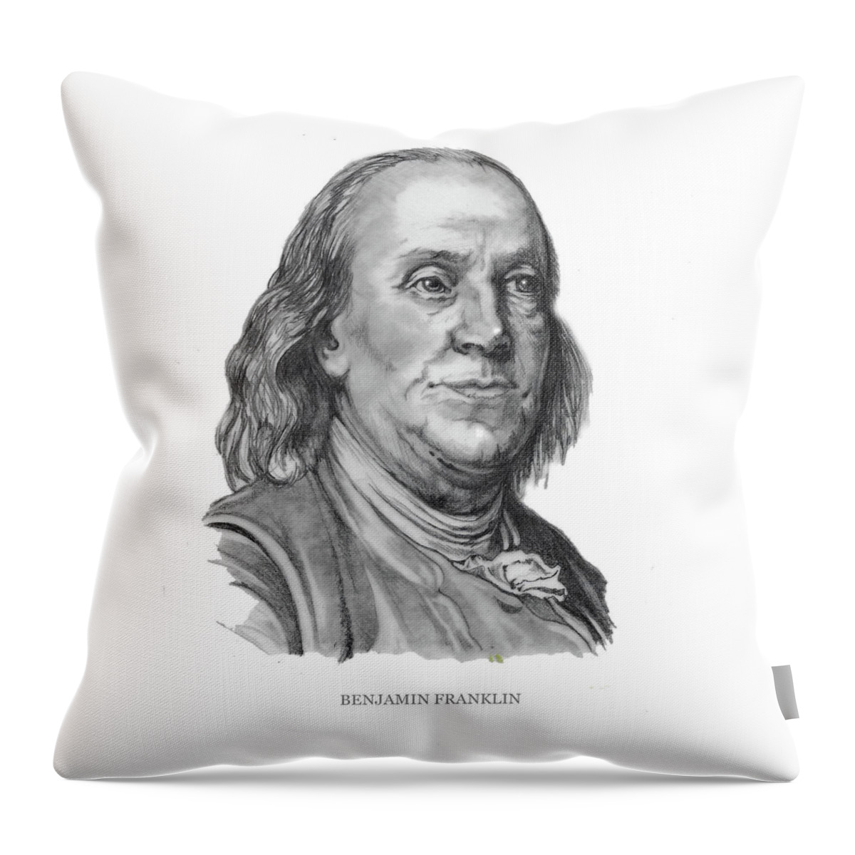 Benjamin Franklin Throw Pillow featuring the drawing Benjamin Frankline by Joan Garcia