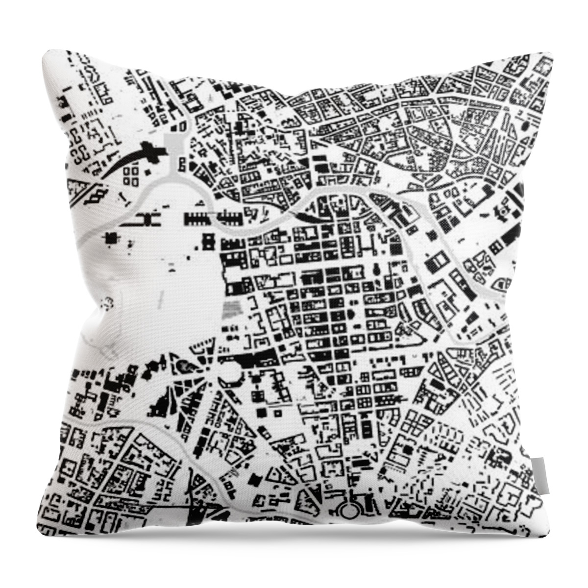 City Throw Pillow featuring the digital art Berlin building map by Christian Pauschert