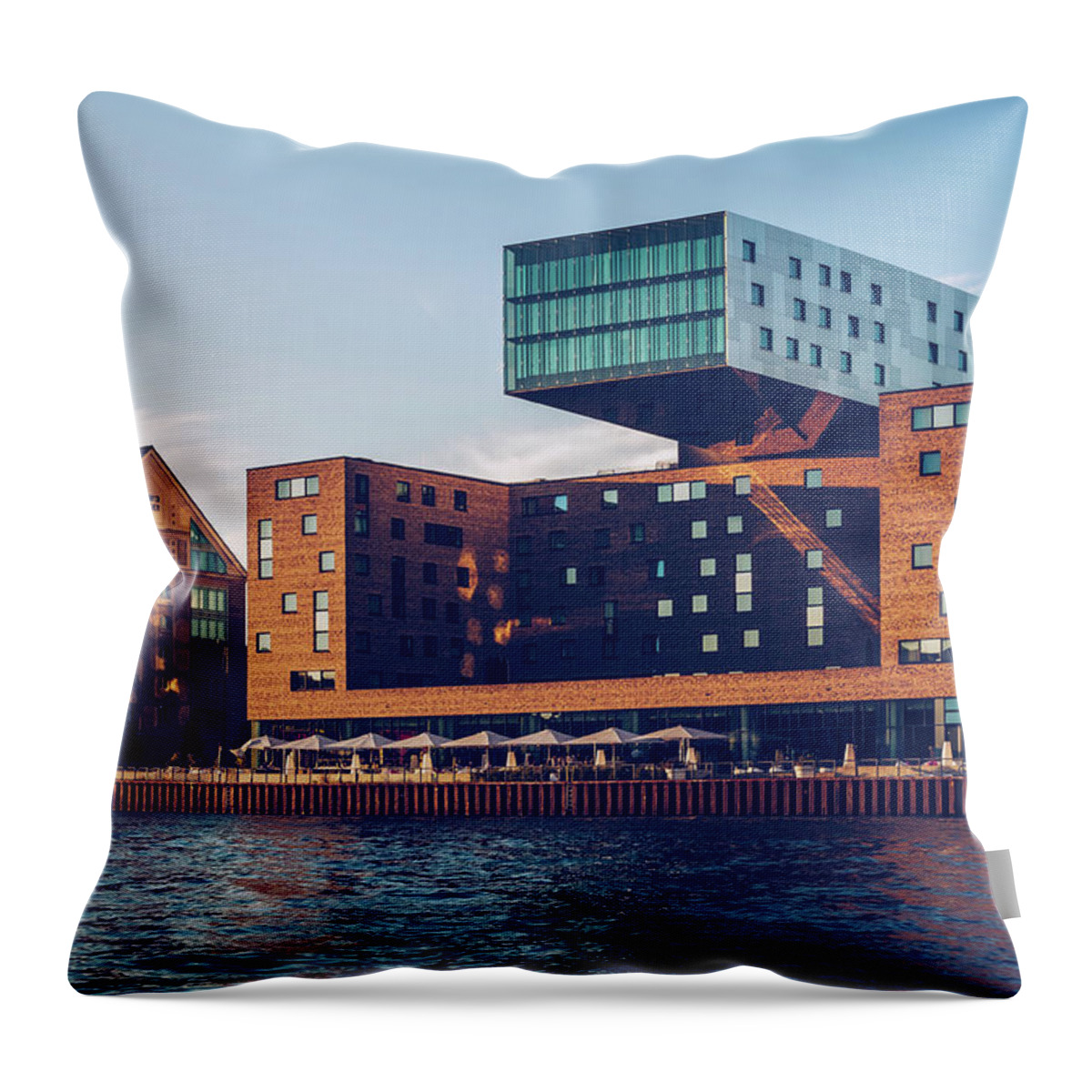 Berlin Throw Pillow featuring the photograph Berlin - Osthafen - Hotel nhow by Alexander Voss