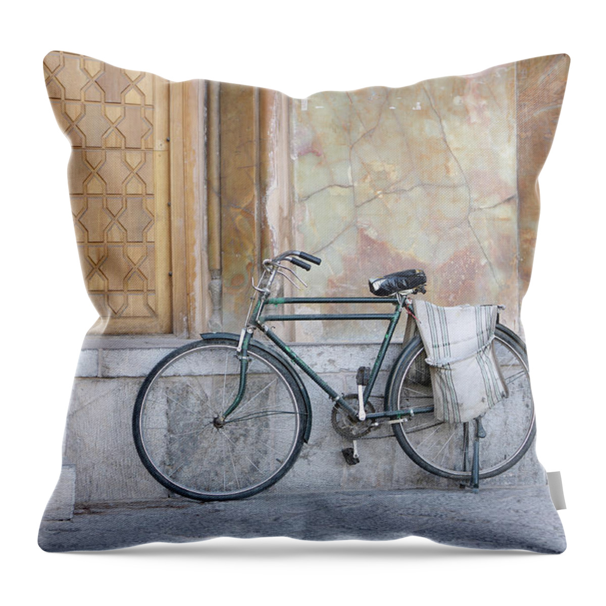 Tranquility Throw Pillow featuring the photograph Bicycle Outside The Imam Mosque by 717images By Paul Wood