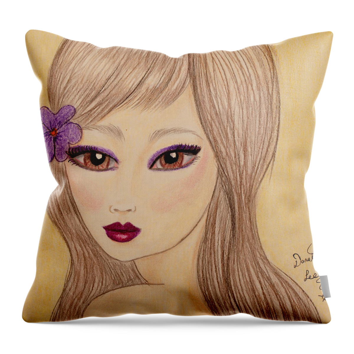 Fine Art Throw Pillow featuring the mixed media Big Eyes 4 by Dorothy Lee