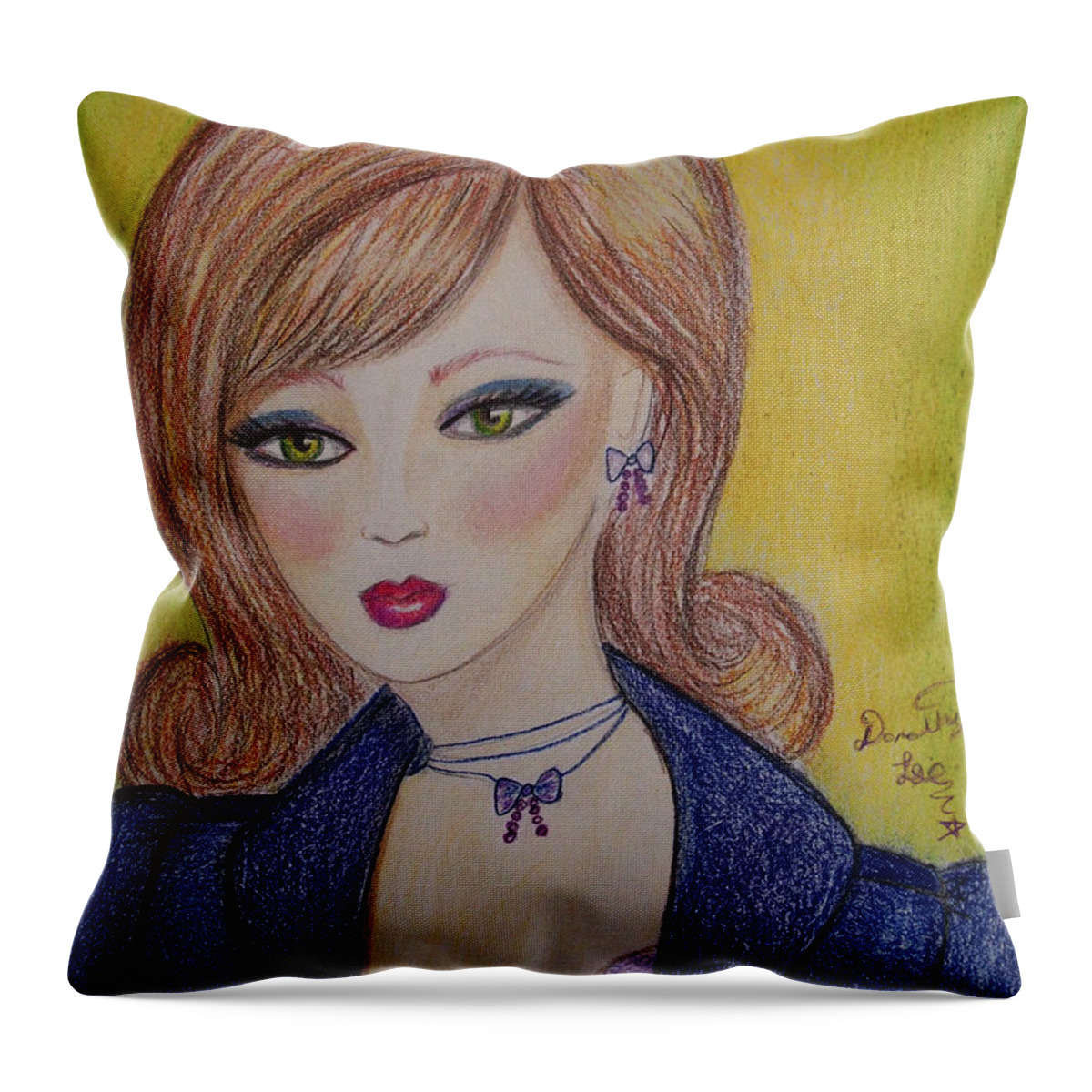 Fine Art Throw Pillow featuring the mixed media Big Eyes by Dorothy Lee