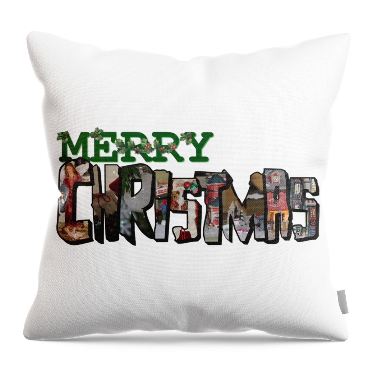 Big Letter Throw Pillow featuring the photograph Big Letter Merry Christmas by Colleen Cornelius