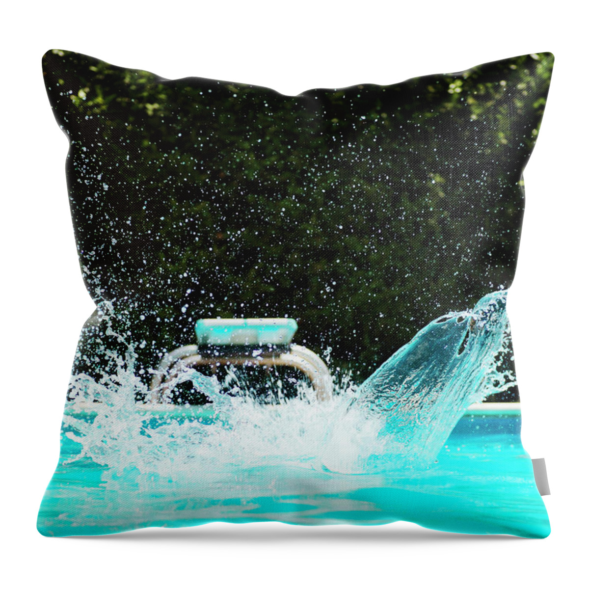 Swimming Pool Throw Pillow featuring the photograph Big Splash In Swimming Pool by Henrik Sorensen