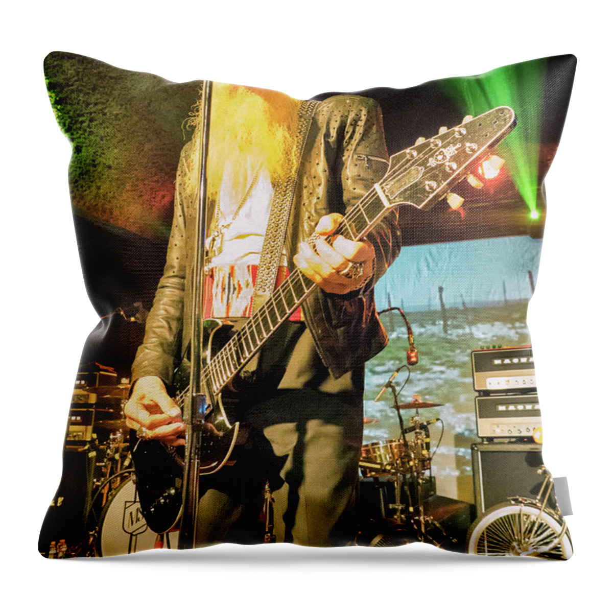 Billy Gibbons Throw Pillow featuring the digital art Billy Gibbons by Christopher Cutter