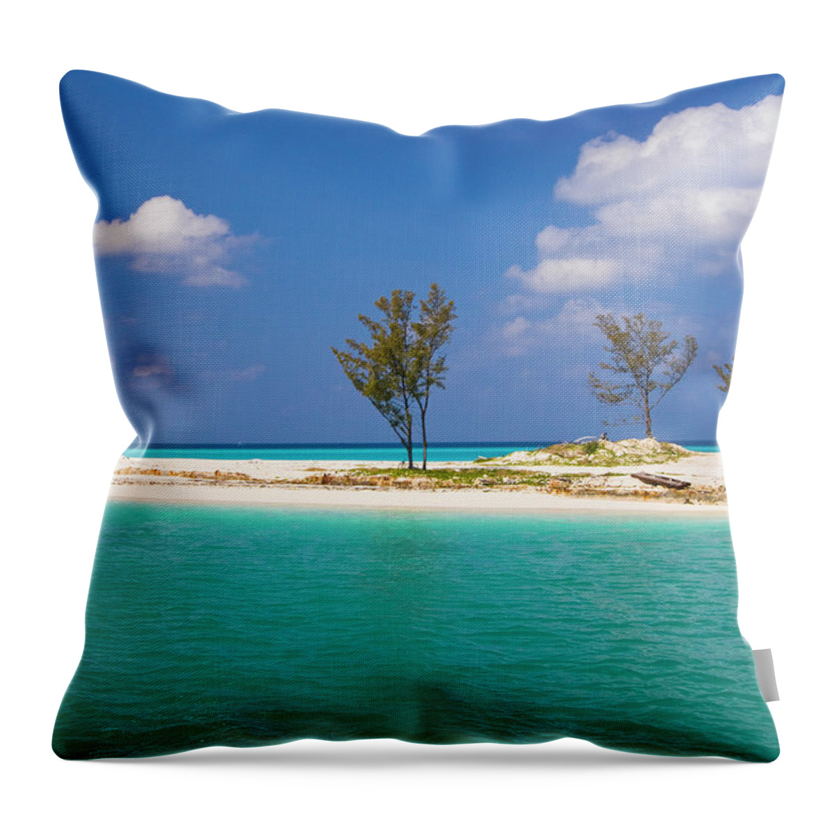 Scenics Throw Pillow featuring the photograph Bimini Atoll Island And Beach, Bahamas by © Marie-ange Ostré