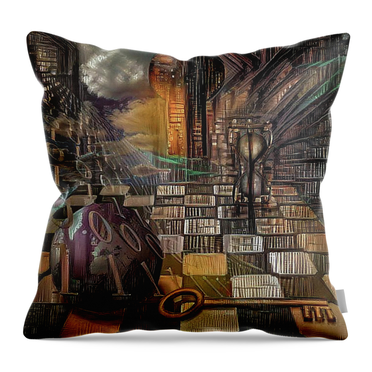 Chess Throw Pillow featuring the digital art Binary Code and Key by Bruce Rolff