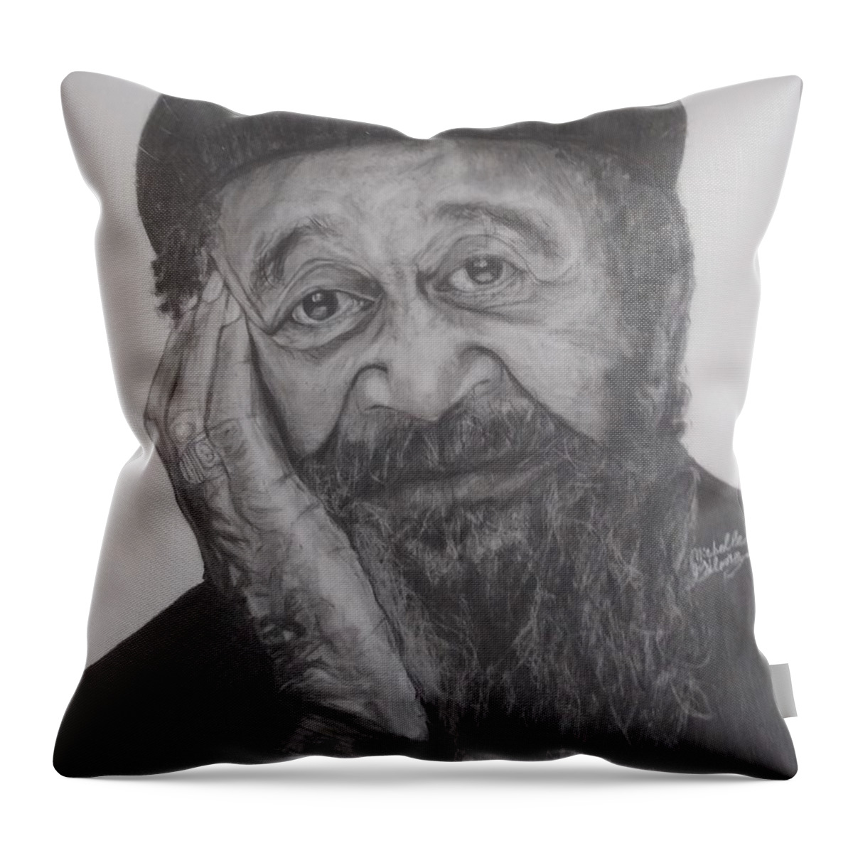 Portrait Throw Pillow featuring the drawing Birth Of Portrait by Michelle Gilmore