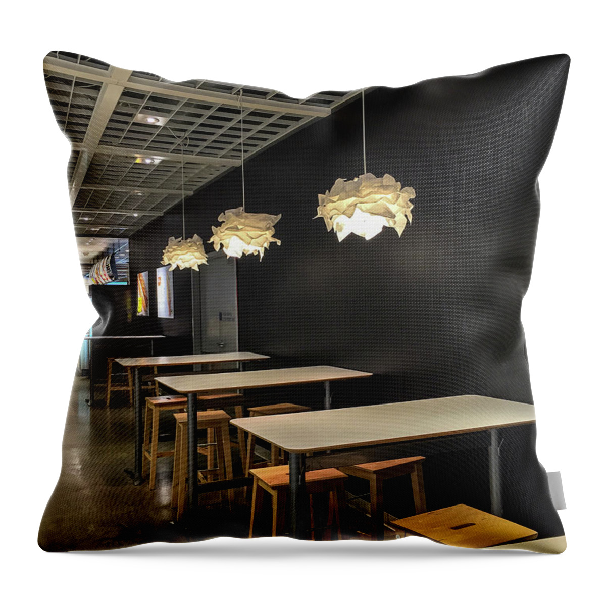 Graphics Throw Pillow featuring the photograph Bistro Lights by Ginger Stein