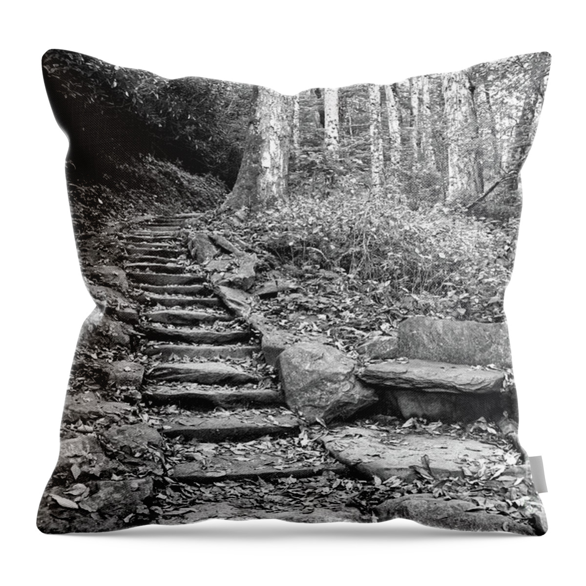 Black And White Throw Pillow featuring the photograph Black And White Stone Bench by Phil Perkins