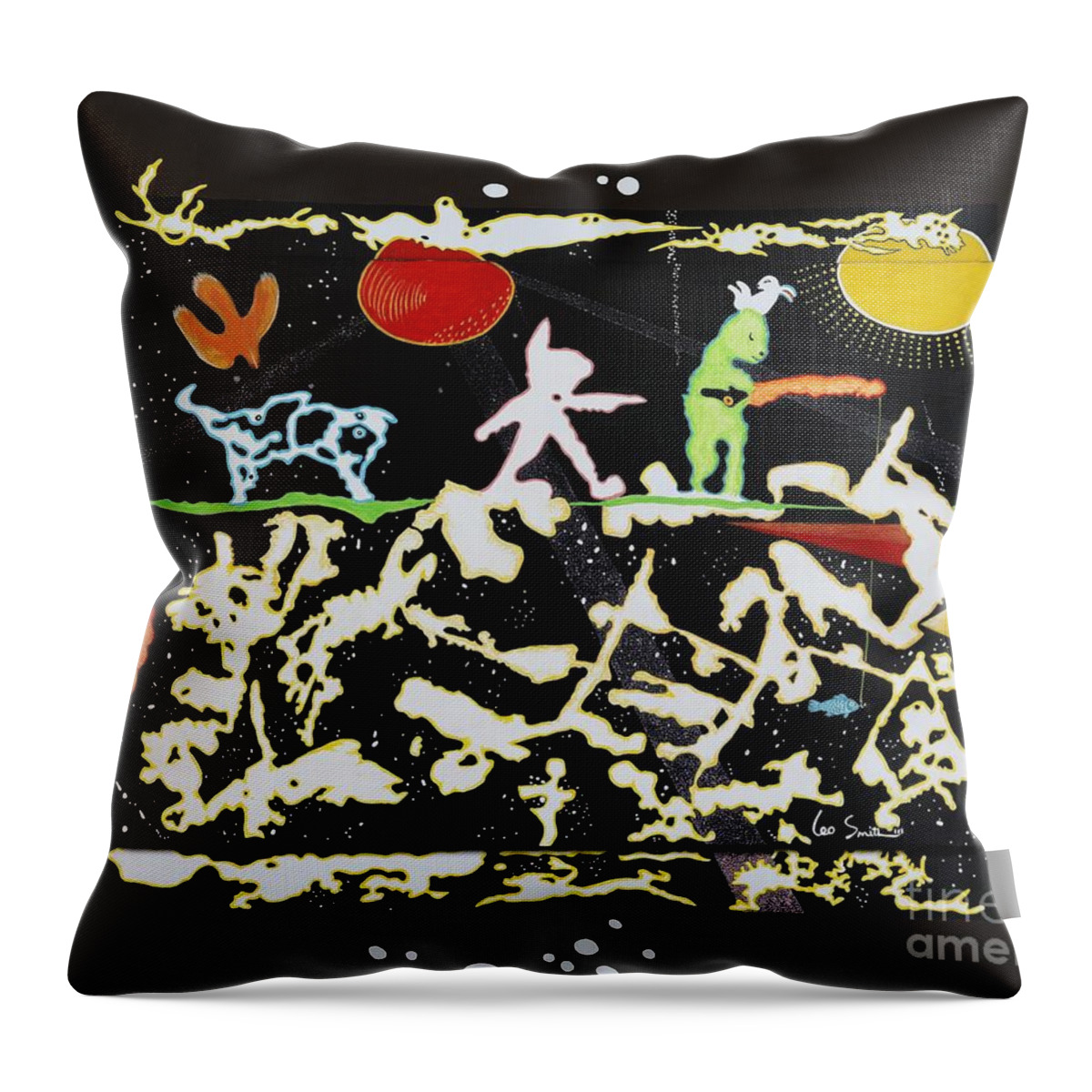 Leo Smith Throw Pillow featuring the painting Black Ice by Leo Smith