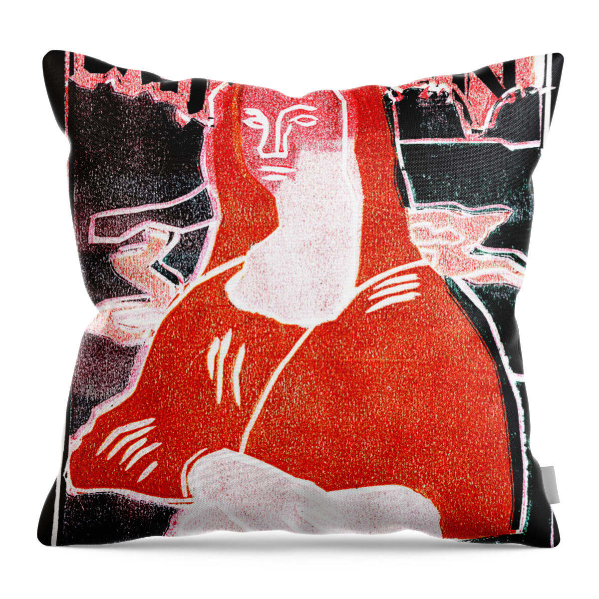 Mona Lisa Throw Pillow featuring the relief Black Ivory Mona Lisa 16 by Edgeworth Johnstone