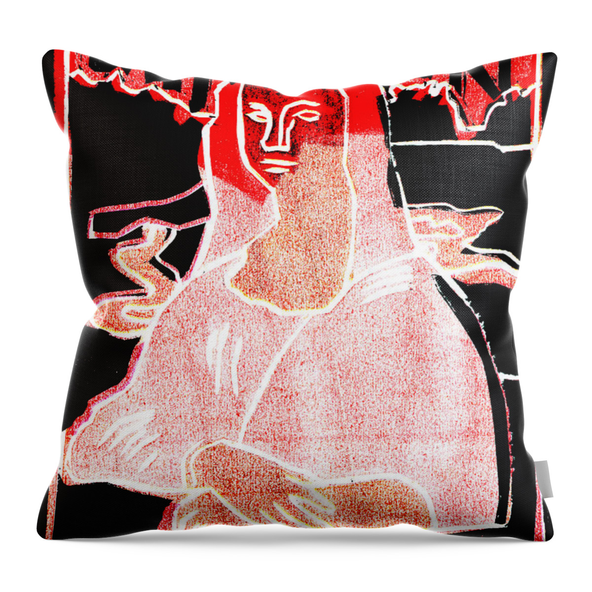 Mona Lisa Throw Pillow featuring the relief Black Ivory Mona Lisa 22 by Edgeworth Johnstone
