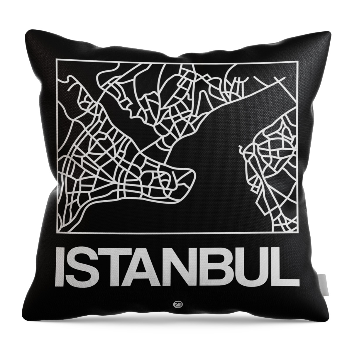 Istanbul Throw Pillow featuring the digital art Black Map of Istanbul by Naxart Studio