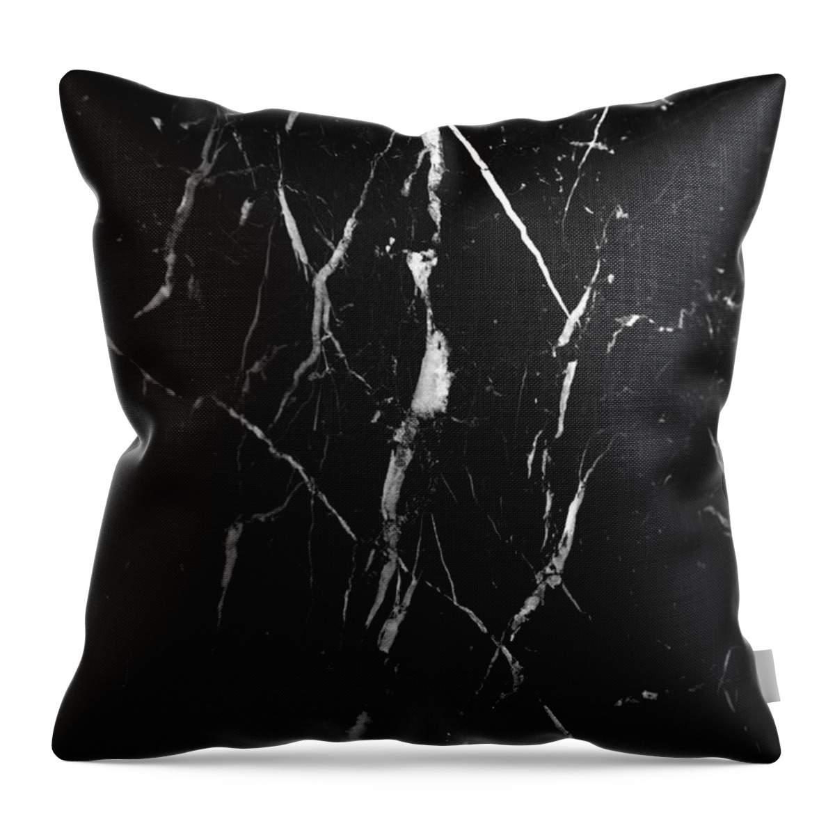 Black-and-white Throw Pillow featuring the mixed media Black Marble Glam #1 #decor #art by Anitas and Bellas Art