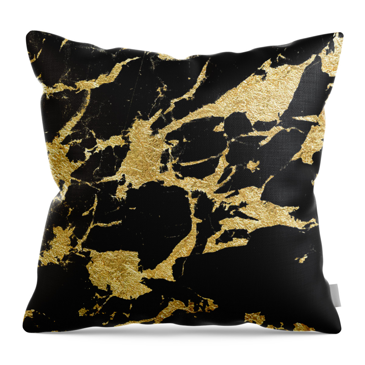 Graphic-design Throw Pillow featuring the mixed media Black Marble Gold Glam #2 #decor #art by Anitas and Bellas Art
