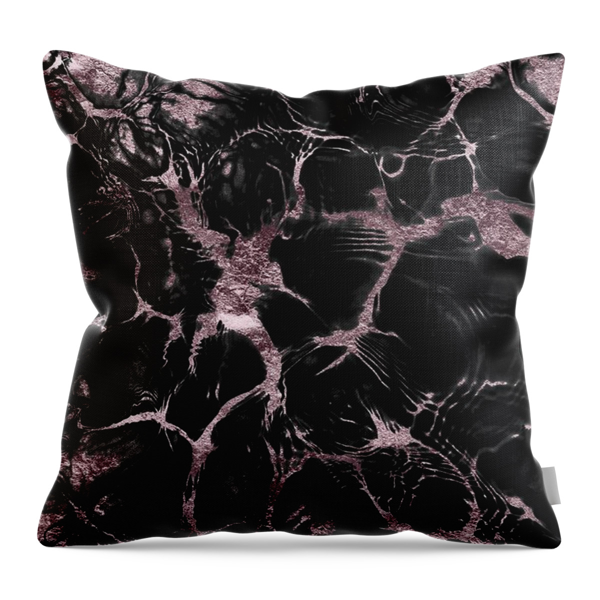 Graphic-design Throw Pillow featuring the digital art Black Marble Rose Gold Glam #1 #decor #art by Anitas and Bellas Art