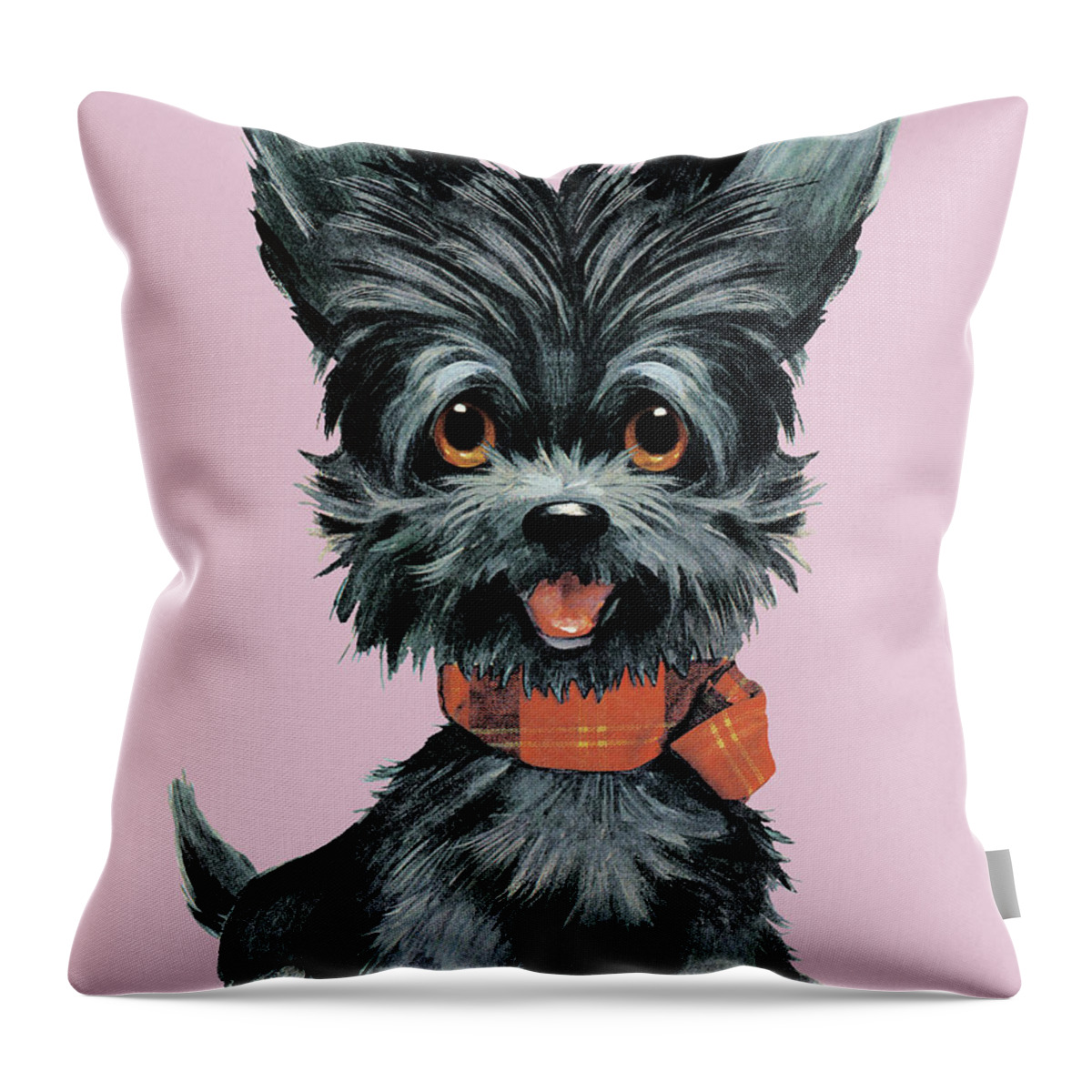 Animal Throw Pillow featuring the drawing Black Puppy by CSA Images